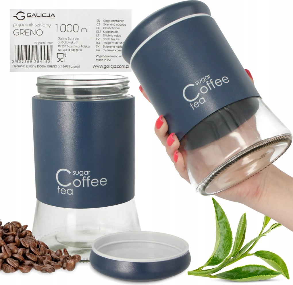 Élelmiszer Tartály 1000ml Kávé Doboz Tea Fedél Üveg Tégely Konyha Jb