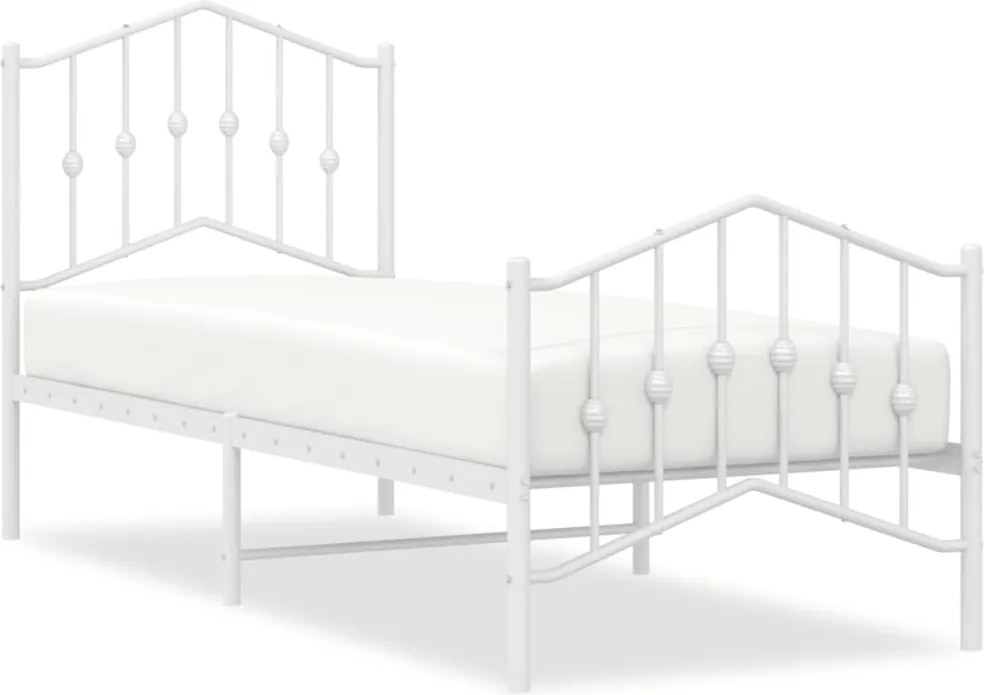 vidaXL fehér fém ágykeret fej- és lábtámlával 75 x 190 cm