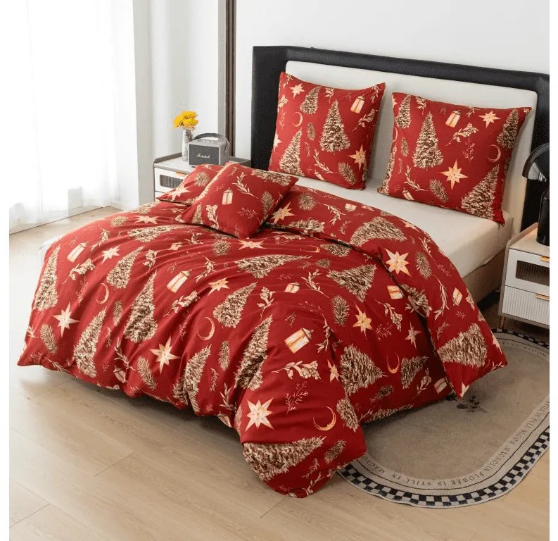 Mikroszálas ágyneműhuzat GOLD CHRISTMAS piros Ágyneműhuzat mérete: 70 x 90 cm | 140 x 220 cm