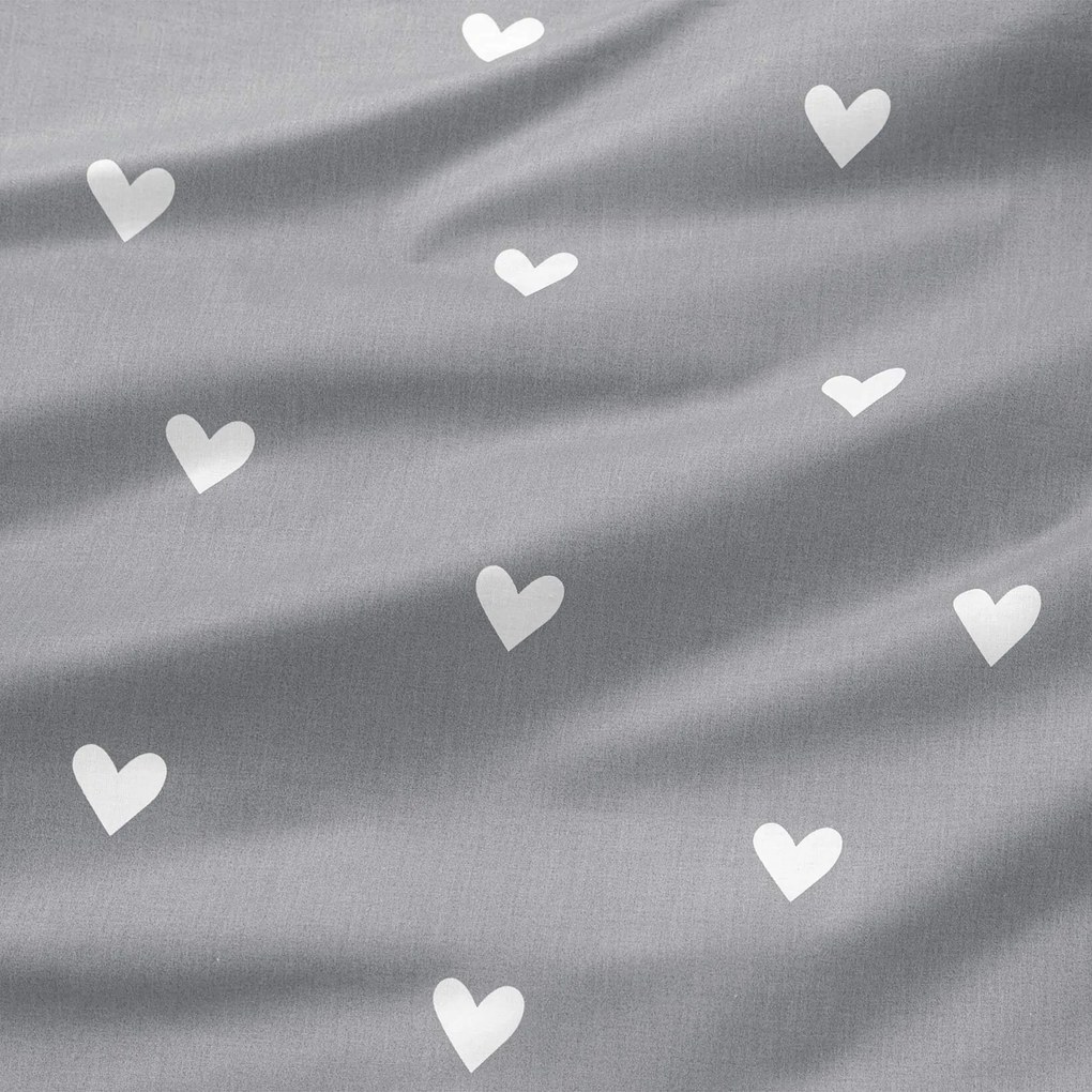 Goldea pamut drapéria - szívecskék, szürke alapon 200x150 cm