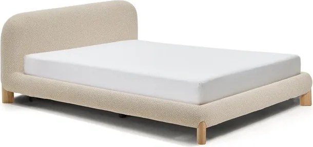 Bézs kárpitozott franciaágy ágyrács nélkül 180x200 cm Odina – Kave Home