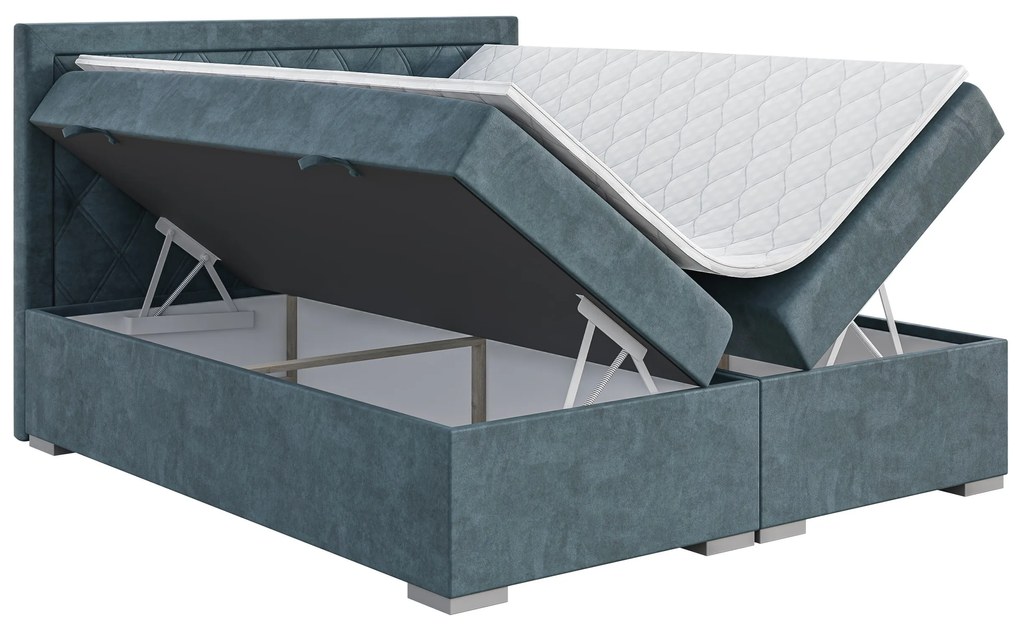 Franciaágy Boxspring 160 cm Maximilian (farmerkék) (matraccal és tárolóhellyel). Akció -16%. 1043415
