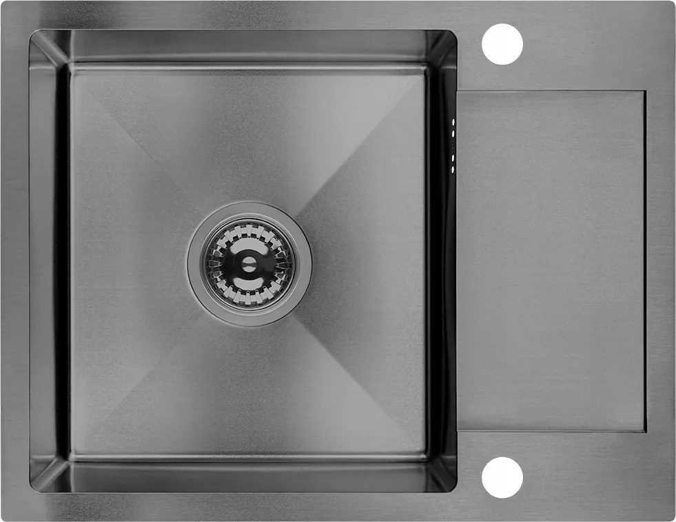 Grafit Acél Mosogató 57x44 CM Süllyesztett Csepegtetővel, Szifonnal