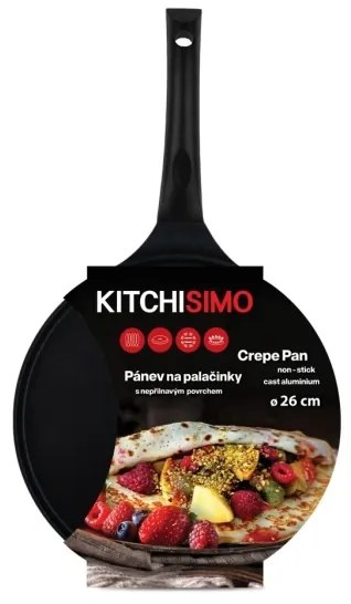 KITCHISIMO 26 cm átmérőjű palacsintasütő, fekete