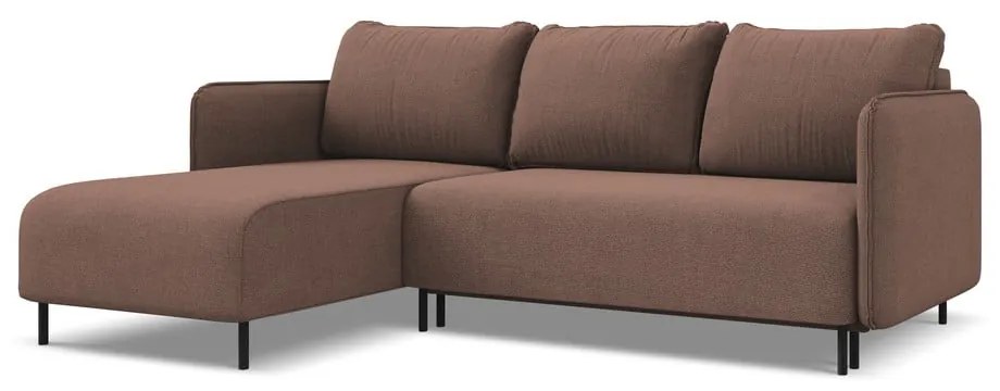 Rózsaszín kinyitható-tárolóhelyes sarokkanapé (bal oldali) Luana – Makamii