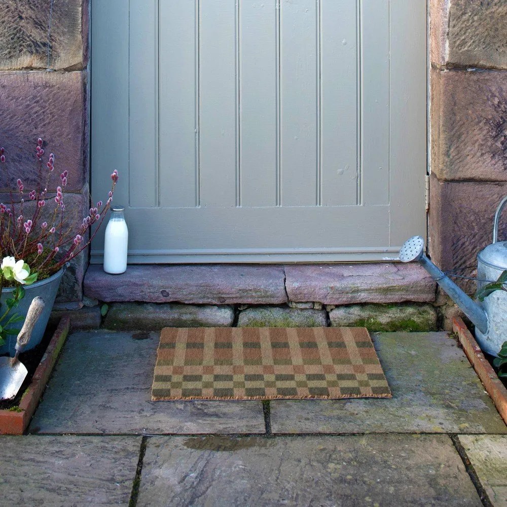 Kókuszrost lábtörlő 40x60 cm Pink and Blue Check – Artsy Doormats