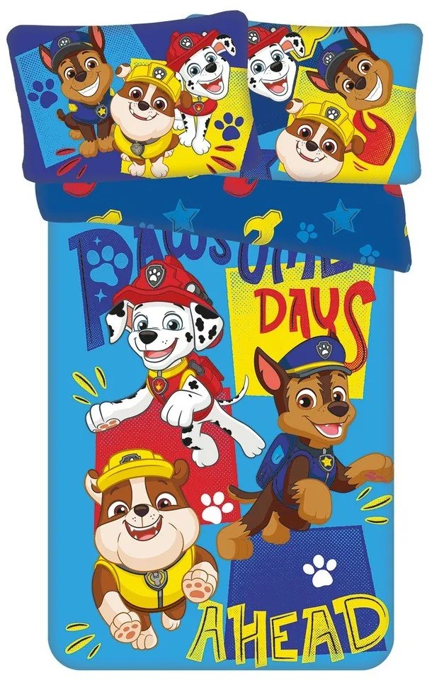 Kék pamut gyerek ágyneműhuzat babaágyhoz 100x135 cm Paw Patrol "Pawsome days ahead" – Jerry Fabrics