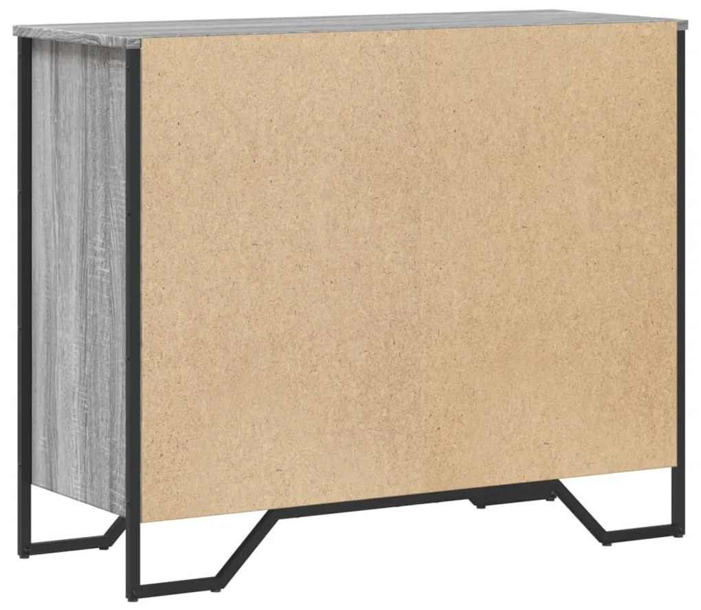 szürke sonoma színű szerelt fa komód 91 x 35,5 x 74,5 cm