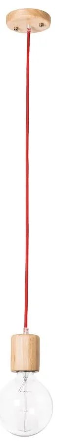 Wood függőlámpa piros vezetékkel - SULION