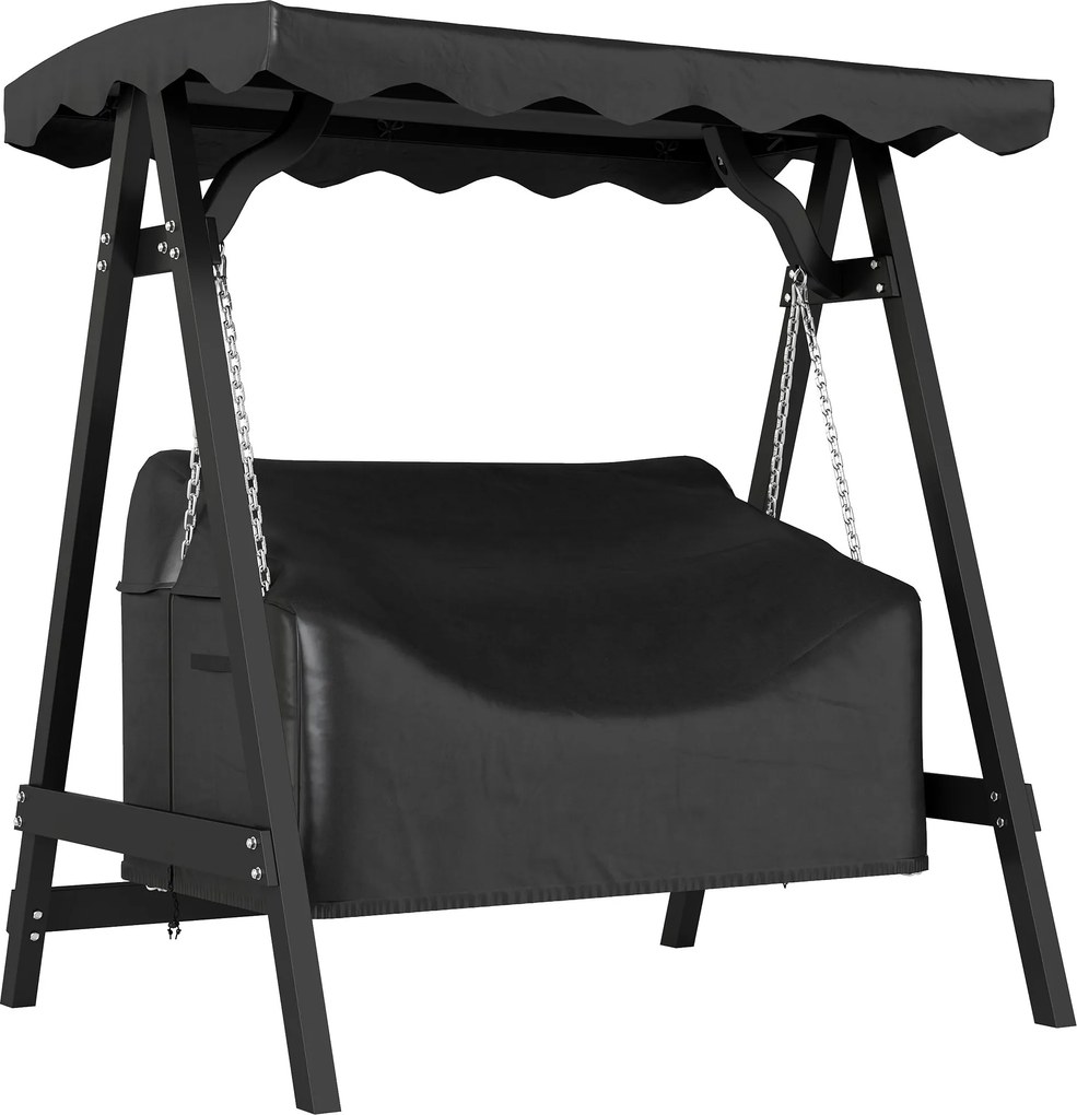 Outsunny 2 személyes hinta védőhuzat, vízálló és szélálló, UV-álló, 142 x 76 x 81 cm — fekete | Aosom