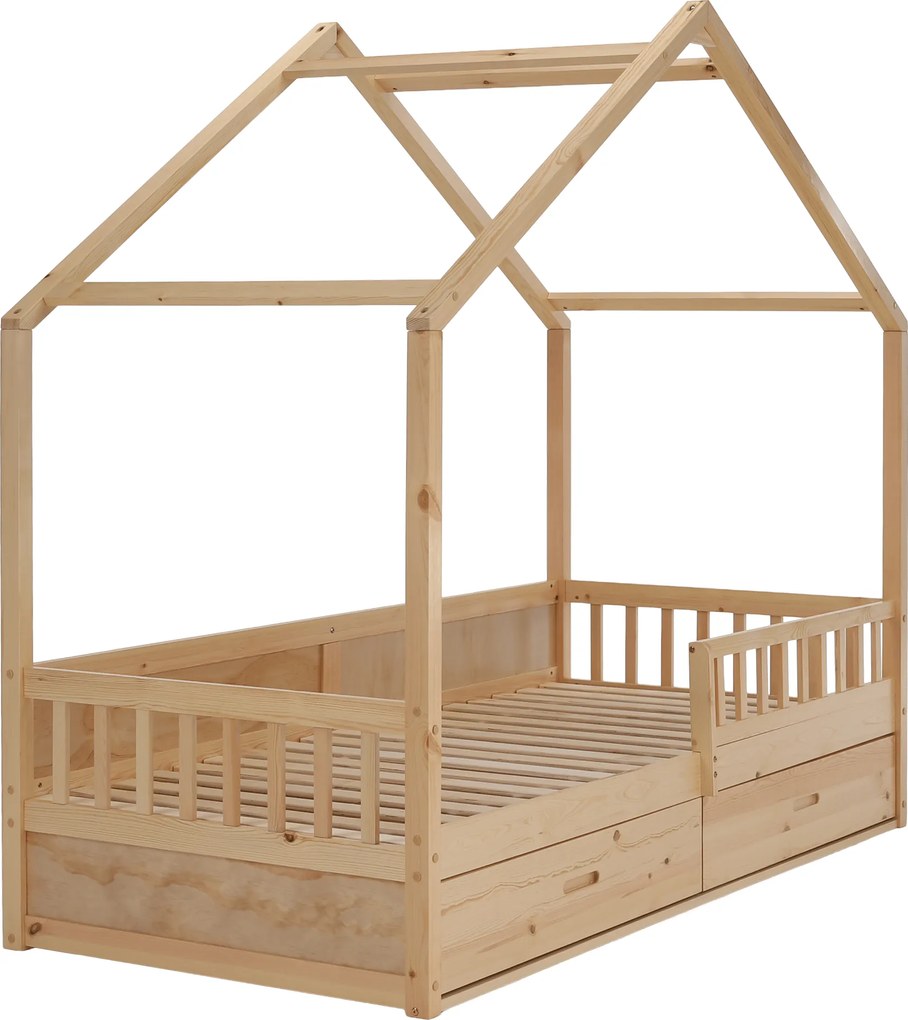 Montessori ágy, 90x200, természetes, tömör, BIANKA