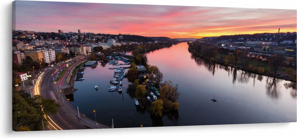 Az éjszakai Prága képe (120x50 cm)