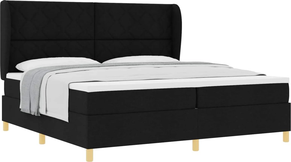 vidaXL Boxspring ágy matraccal Sötétszürke 90x190 cm Szövet Fekete
