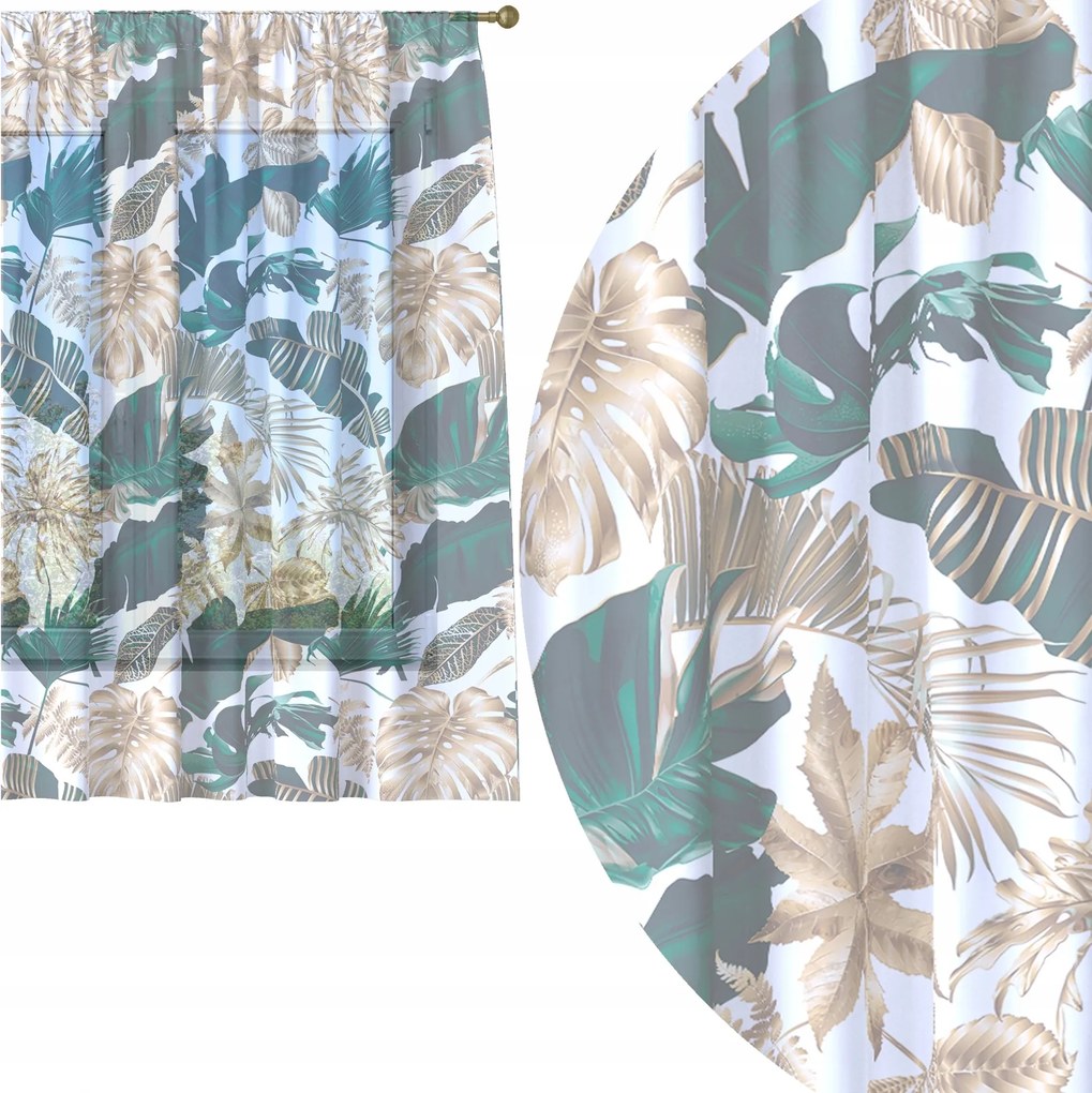 Függöny Készre Varrva 400x150 Voile Színes Mintás Ráncfelhúzóval 100