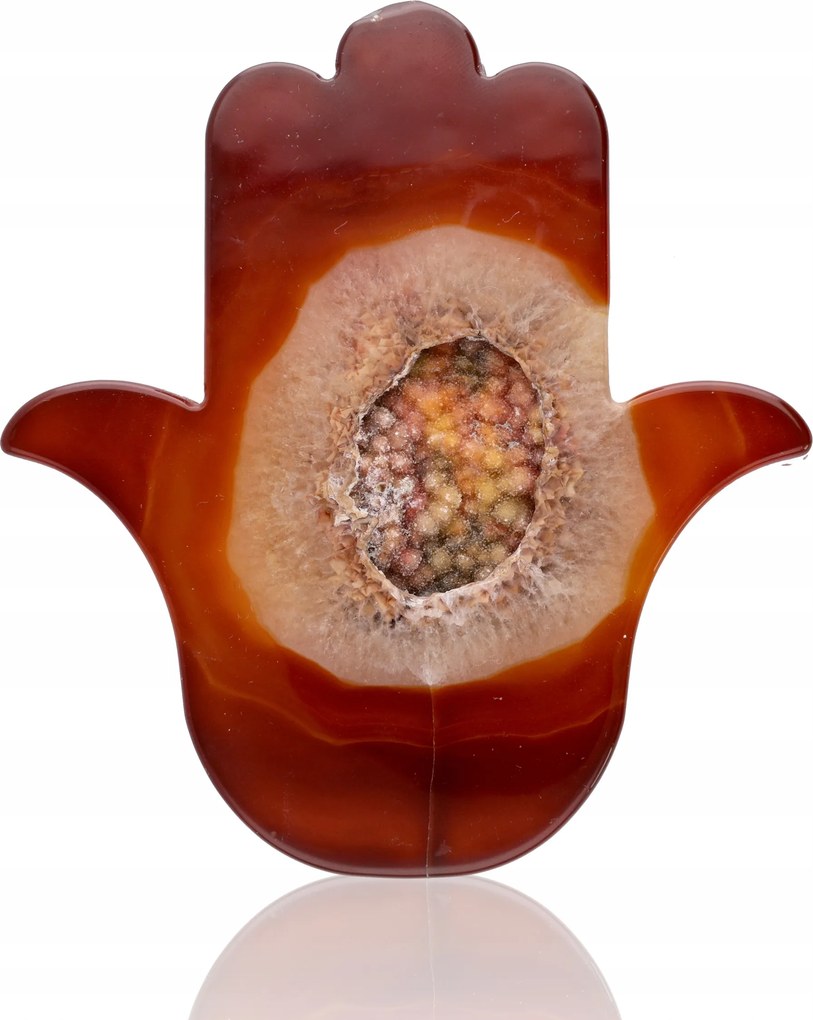 Hamsa természetes kőből Achát Gyönyörű Példány 158g kéz állvány 113
