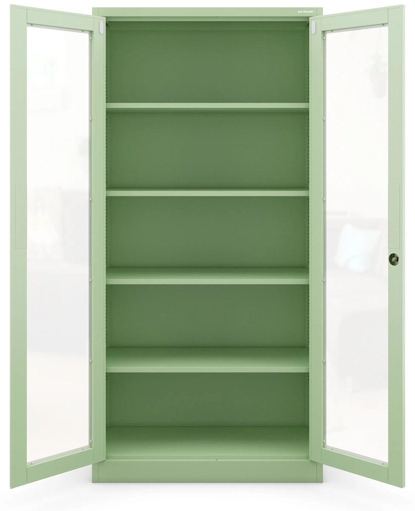 Üveges szekrény AMELIA, 900 x 1850 x 400 mm, Fresh Style: pasztellzöld