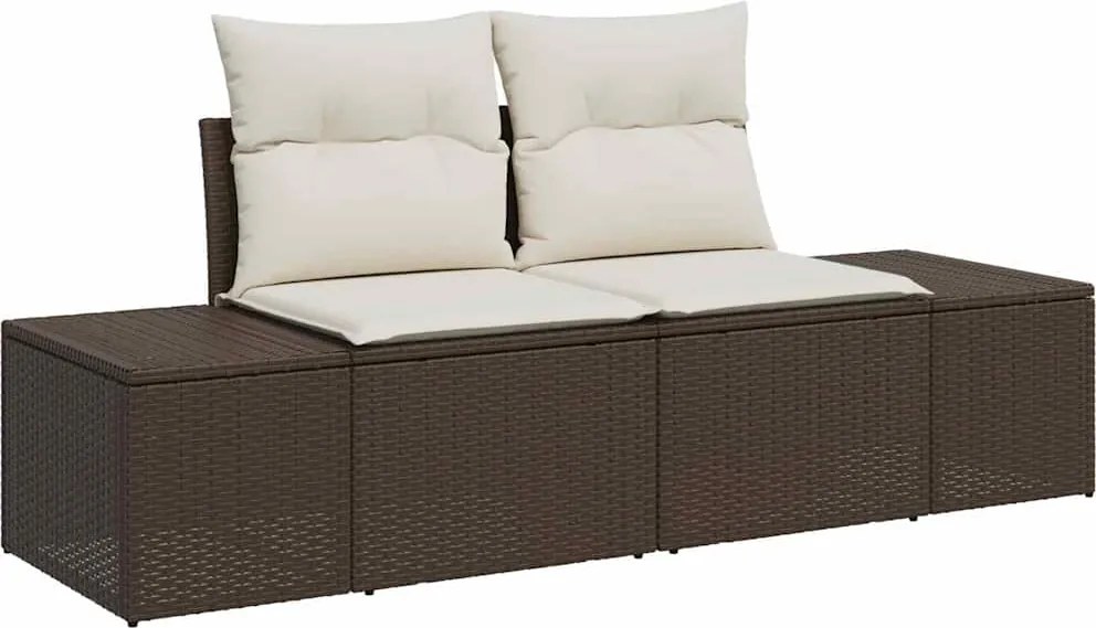 vidaXL Kerti kanapé párnával Barna 184 x 62 x 69 cm polirattan