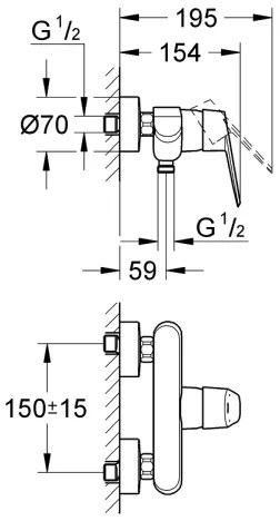 GROHE 33569002 - EURODISC COSMOPOLITAN DN 15 zuhanycsaptelep, fényes króm