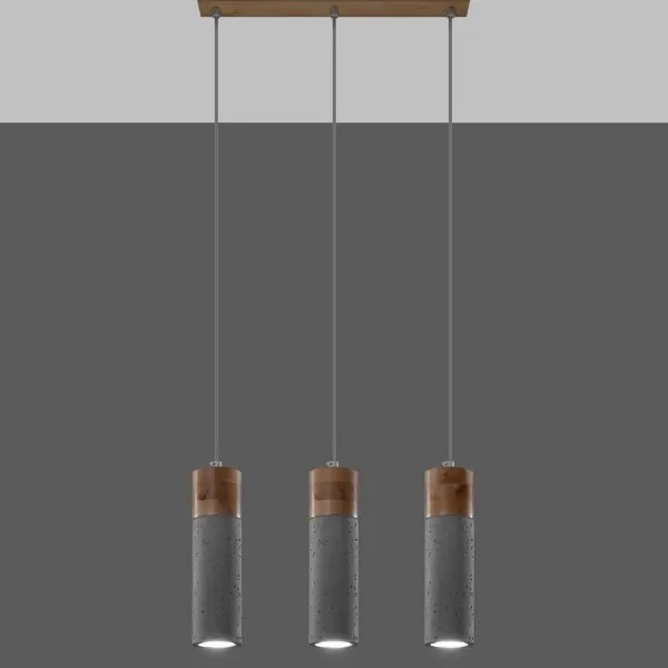 Sollux SL.0967 - Csillár zsinóron ZANE 3xGU10/40W/230V beton/fa