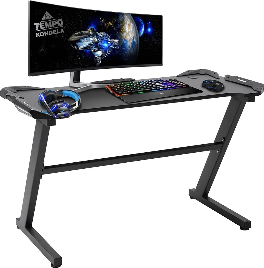 PC asztal/gamer asztal, fekete, JADIS