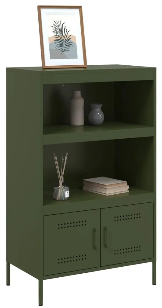 olívazöld acél magasszekrény 68 x 39 x 113 cm