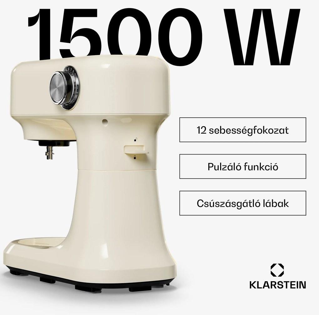 Klarstein Bella Evo konyhai gép | Bolygókeverő rendszer | 3 keverőfej | 1500 W | 5 l