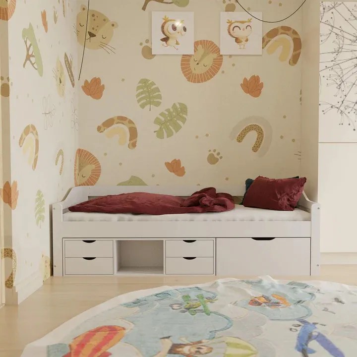 Juskys Nalu gyerekágy 90x200 cm tárolóval - fehér