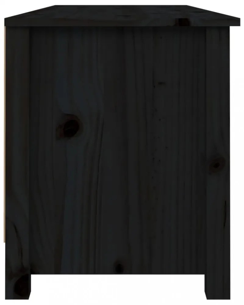 fekete tömör fenyőfa cipőtároló pad 110 x 38 x 45,5 cm