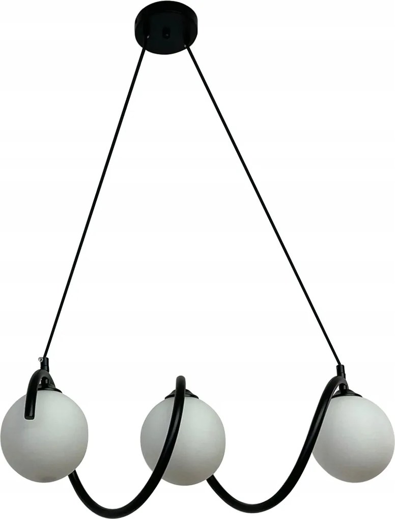 Függőlámpa Mennyezeti Csillár Gömb fekete Modern Led 3*G9 tejüveg