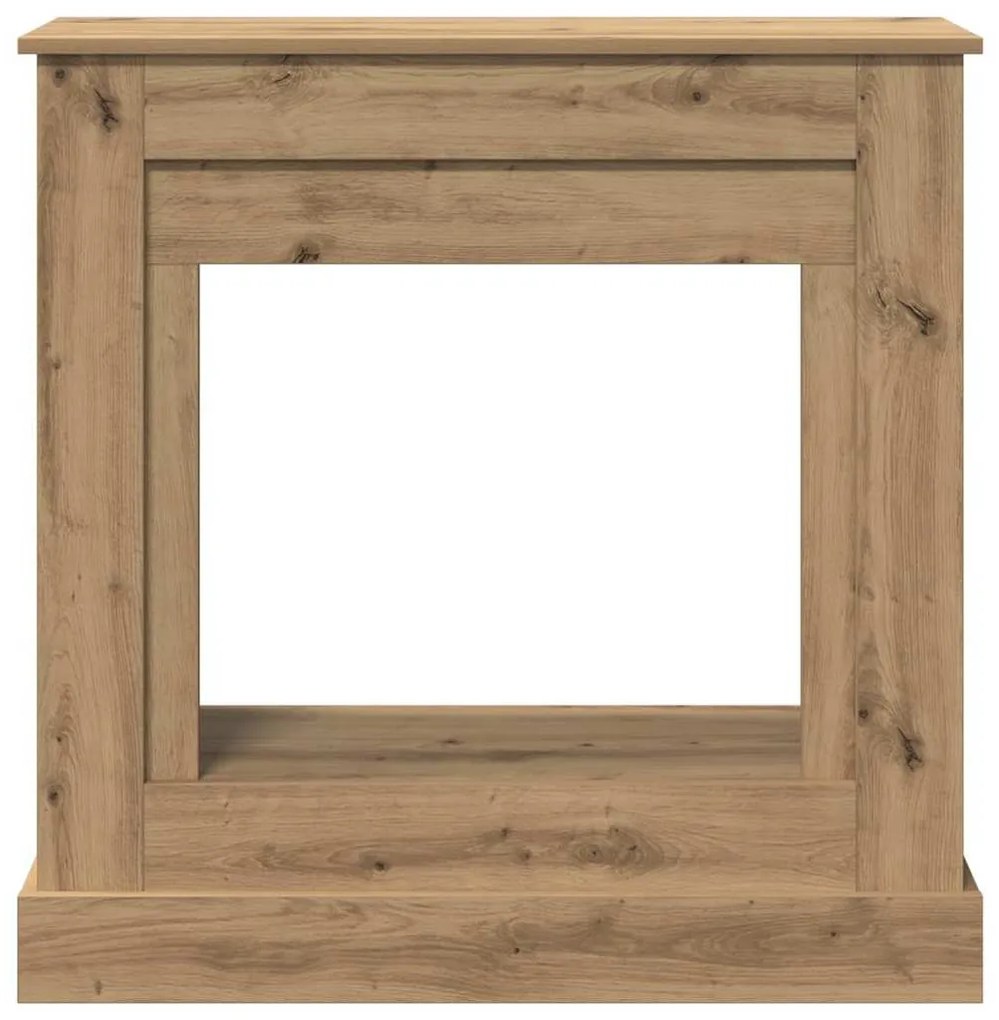 kézműves tölgy színű szerelt fa kandallóburkolat 90x30x90 cm
