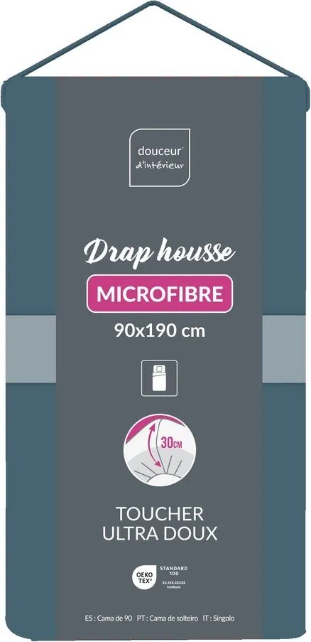 Kék gumis mikroszálas lepedő 90x190 cm Oscar – douceur d'intérieur