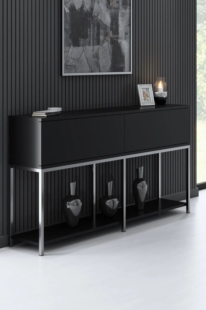 Konzolasztal Lord - Black, Silver
