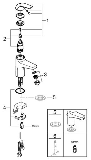 GROHE 32848000 - BAUCURVE mosdócsaptelep, fényes króm