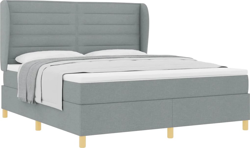 vidaXL Boxspring ágy matraccal Sötétszürke 90x190 cm Szövet szövet