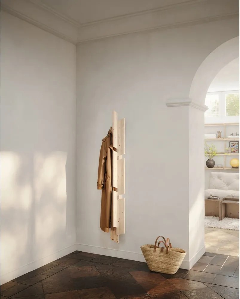 Natúr színű borovi fenyő fali fogas 26 cm Keeper – Karup Design