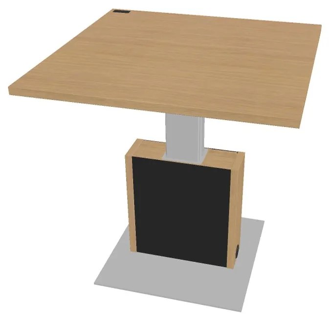 Verno+ S állítható magasságú tárgyalóasztal 120 x 120 cm, világos tölgy / fekete