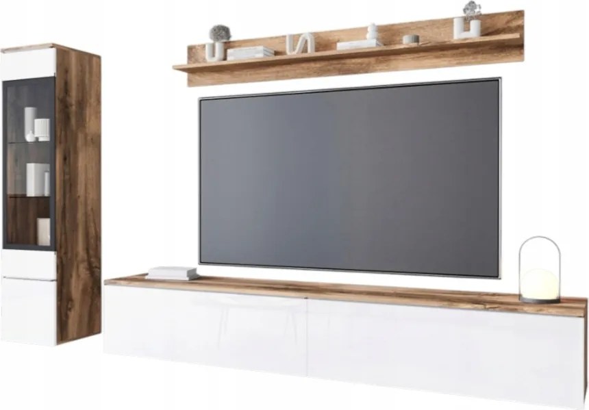 Nappali Bútor Szett Vitrin Polc Akasztós Bútor Fehér Vera És