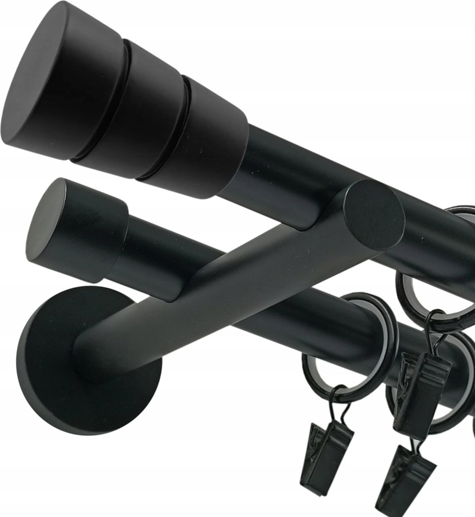 Függönykarnis Dupla Fém 19 MM Fekete Matt 180 CM Basic Henger