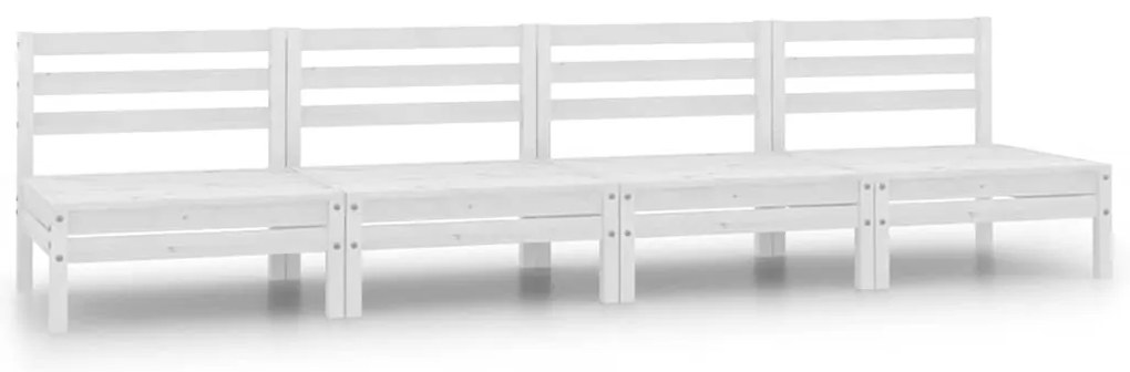 vidaXL 4 db fehér tömör fenyőfa kerti középső kanapé