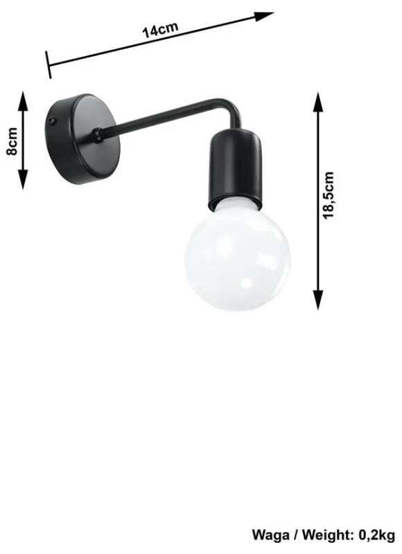 Donato fekete falilámpa - Sollux