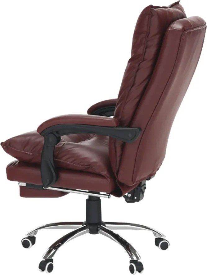 Irodai szék lábtartóval, textilbőr bordó, DRAKE