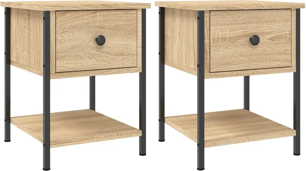 vidaXL 2 db sonoma tölgy színű szerelt fa éjjeliszekrény 34x35,5x45 cm