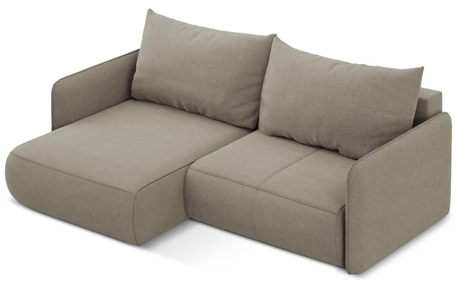 Bézs kinyitható-tárolóhelyes sarokkanapé (bal oldali) Nanea – Makamii