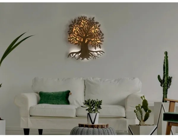 Li-Go 23673/DUB2 - LED fali dekoráció LED/10W/5V 20000 mAh 45x55 cm tölgy + távirányító