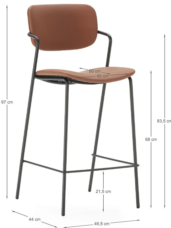 Téglavörös bárszék szett 2 db-os (ülésmagasság 68 cm) Maika – Marckeric