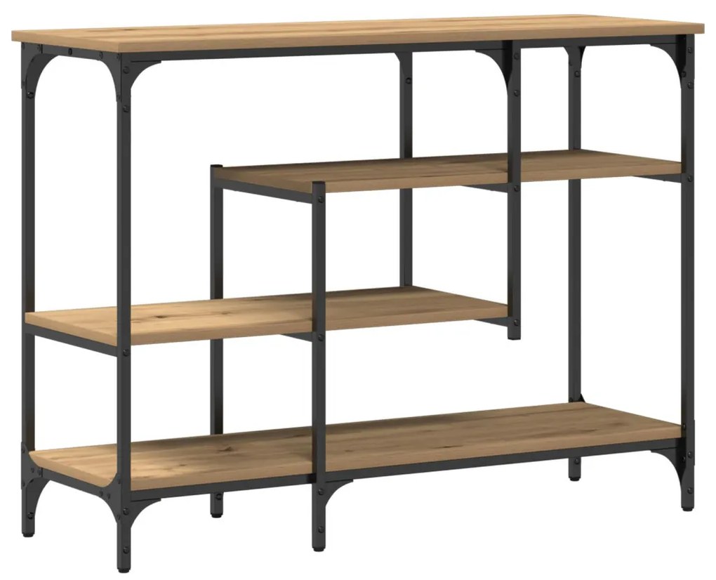 Konzolasztal Mesteri Tölgy 100x35x75 cm Műanyag Fa és Acél