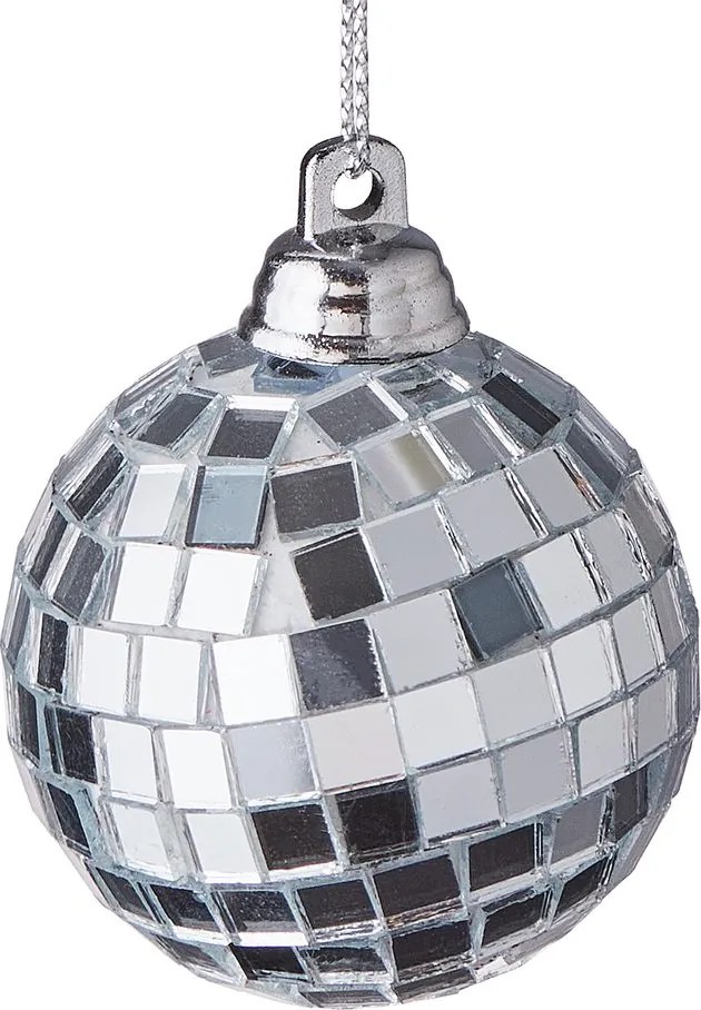 HANG ON karácsonyfadísz disco gömb, Ø5cm ezüst