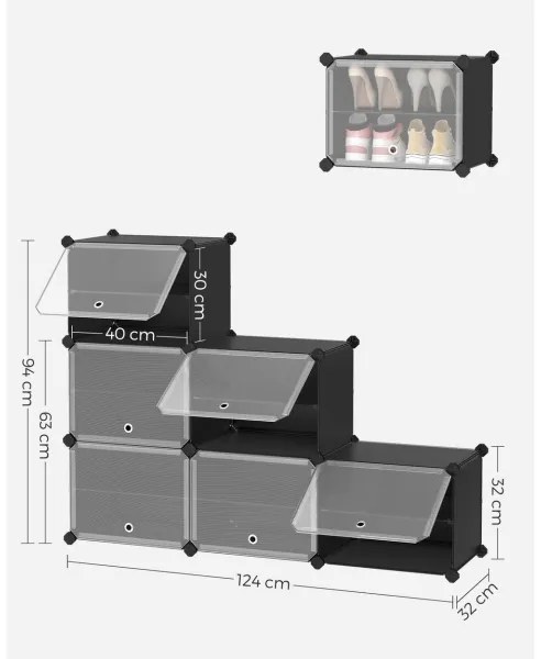 BOXIFY moduláris rekeszes polc, fekete