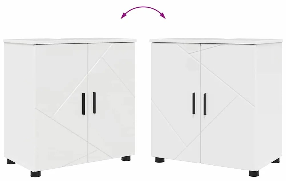 Fürdőszoba bútor szett 2 pcs Magasfényű fehér 61 x 35 x 64 cm