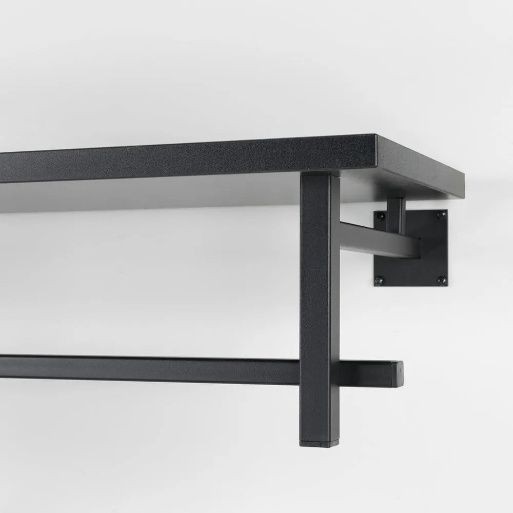 Fekete fém fali fogas polccal Simplon – Spinder Design